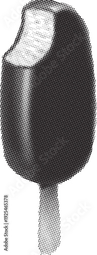 Chocolate coated ice cream bar with a bite taken out