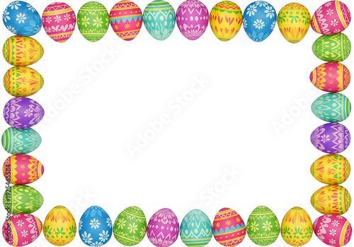 A vibrant easter egg border frame on a white background. isolated on transparent background easter egg, png