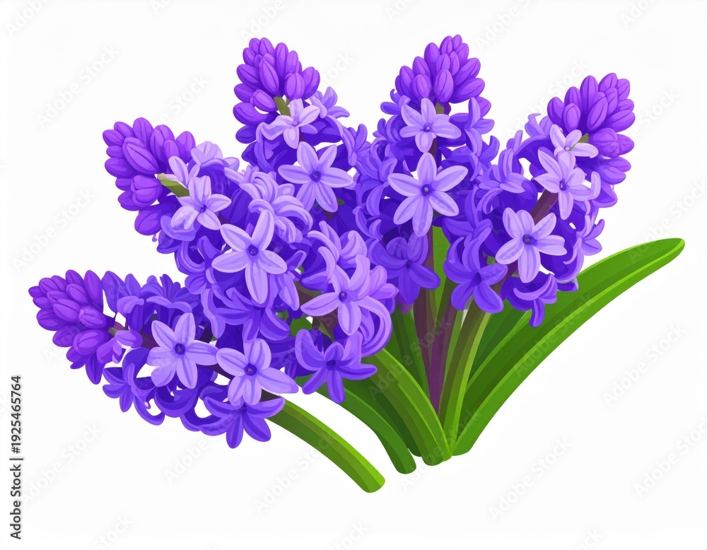 Obraz premium Floral Still Life of Hyacinth Flowers with Vibrant Purple Petals and Green Leaves