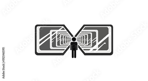 Person Standing Between Two Large Doors.