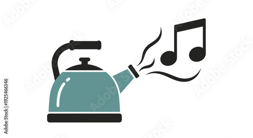 Kettle Whistling Melody Musical Notes Illustration.