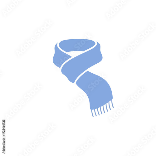 Simple Blue Scarf with White Stripes and Fringes Icon. Vector Illustrations. EPS Editable