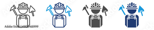 construction works icon set multiple style