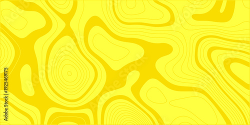 Yellow topographic map background with abstract contour lines, modern minimal vector wavy pattern for design projects