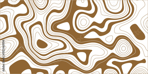 An abstract seamless pattern design featuring brown circular ornaments and elegant wave curves on a light textile texture for decorative wallpaper and vector art backdrops