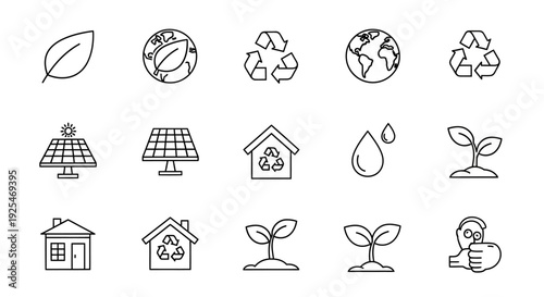 EcoFriendly Line Icons Set for Sustainable Living and Environmental Protection 1.