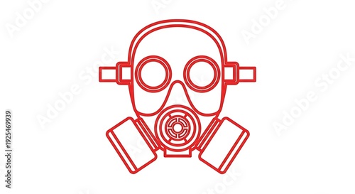 Red gas mask icon for safety and protection concepts