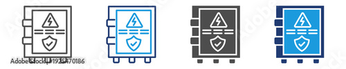 distribution board icon set multiple style