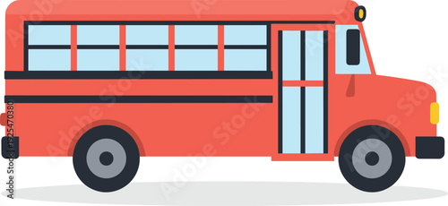 Illustration of a classic school bus in simple vector graphic style