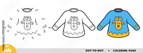 Cute pullover with deer, education dot to dot game for children