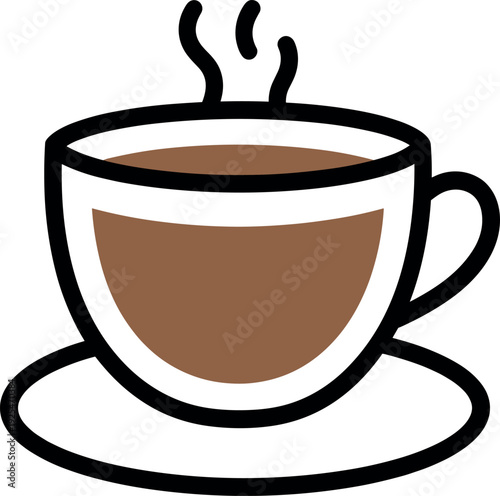 Hot drink in a cup with steam coming out of it on a saucer