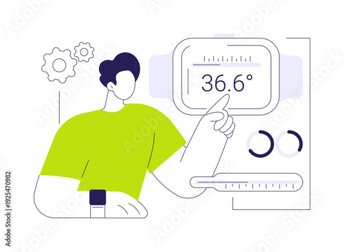 Smartwatch body temperature monitoring isolated cartoon vector illustrations.
