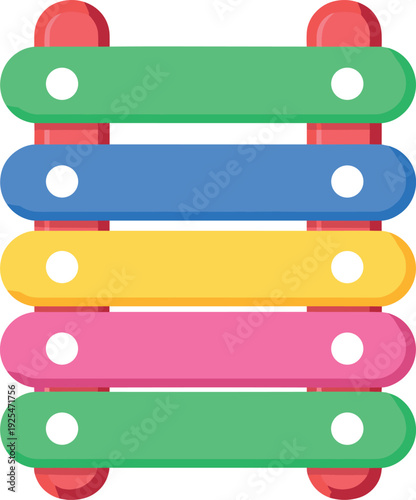 Colorful xylophone with different colored keys for children's musical development