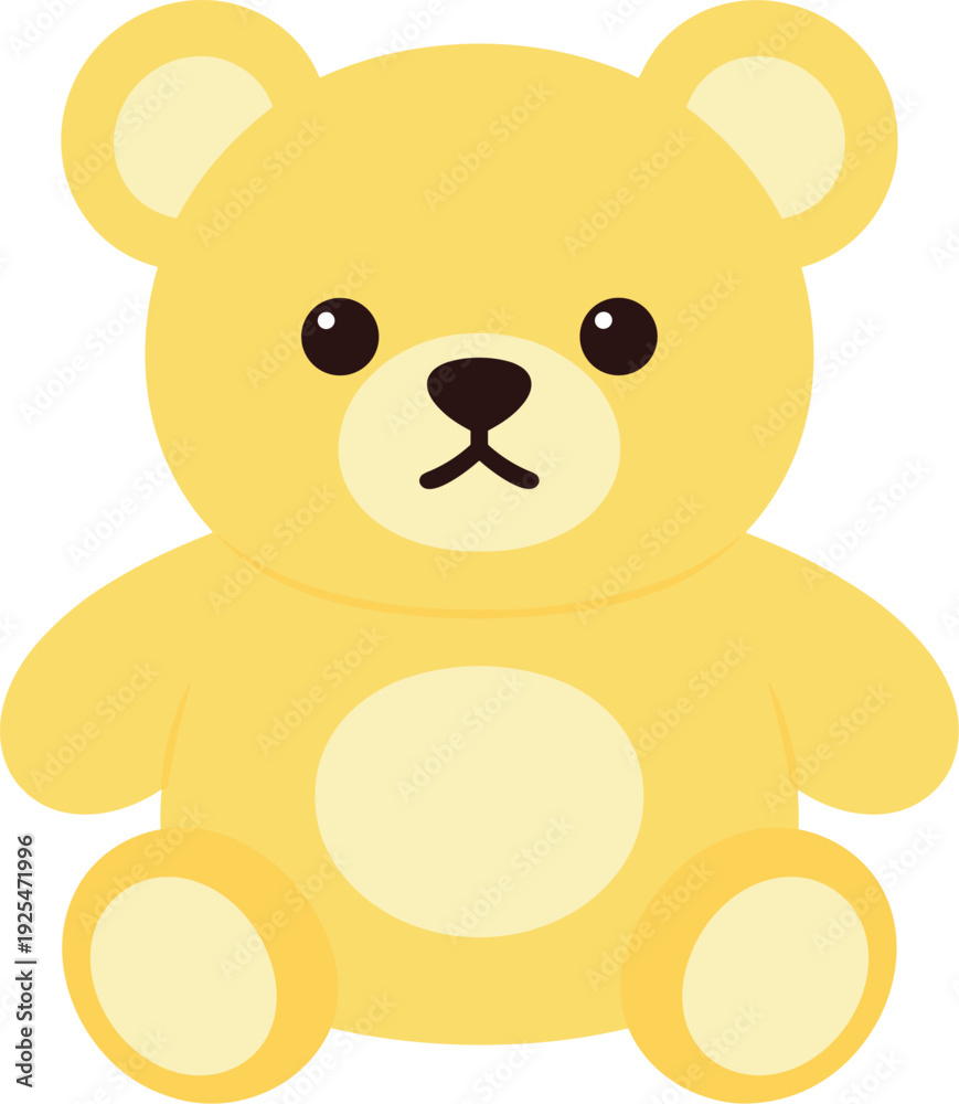 Fototapeta premium Cute teddy bear sitting and looking forward with curious facial expression