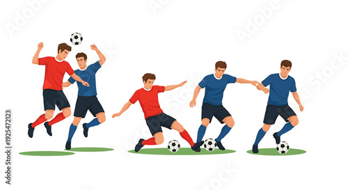 Dynamic illustration of soccer players in action during a match.