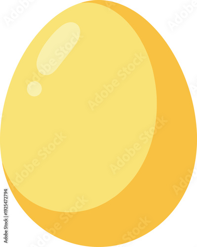 Bright yellow egg with subtle shading on a white isolated background