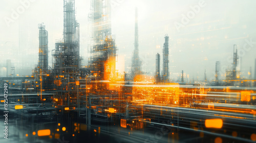 Double exposure of oil refinery and pipelines with a technology concept