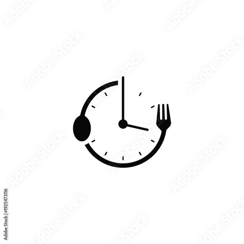 Clock with Spoon and Fork Time for a Meal Concept.