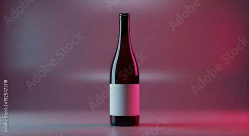 Dark Glass Bottle with Blank Label Mockup on Gradient Studio Background