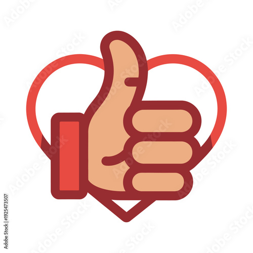 A cartoon hand giving a thumbs up in a heart