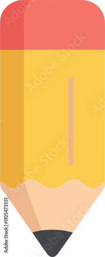 Simple illustration of a yellow pencil with a pink eraser on a white background