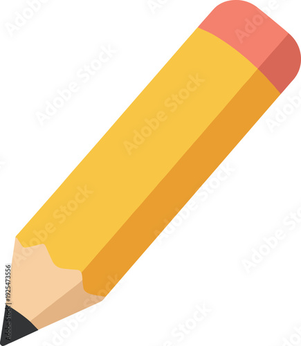 Illustration of a simple yellow pencil with an eraser, for writing or drawing