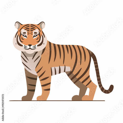 Illustration of a powerful Bengal tiger standing, a conceptual symbol of strength