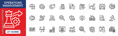 Operations Management Thin Line Icon Set
