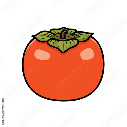 Ripe Persimmon Fruit Illustration