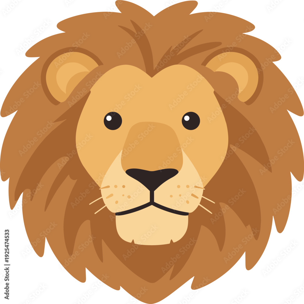 Fototapeta premium Illustration of a lion with a majestic mane, perfect for children's books