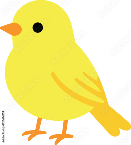 Cute little yellow bird standing on a white background illustration for kids