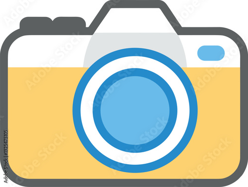 Simple digital camera vector illustration with a modern design style and color scheme