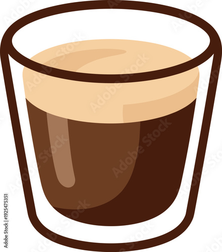 Espresso macchiato in transparent glass with brown rim