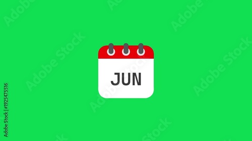 4k calendar months flipping animation for chroma key editing. calendar flipping months name pages animation on green background. calendar page flip monthly transition loop in ultra hd.