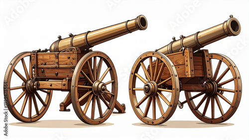 Vintage Antique Cannon Icon Set – Historical Artillery Vector Collection