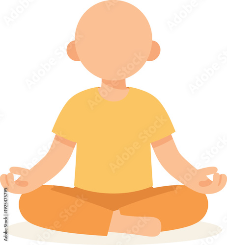 Figure in lotus position practices meditation for mindfulness and stress relief on white background