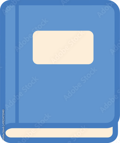 Blue book with label offers an opportunity for reading and learning