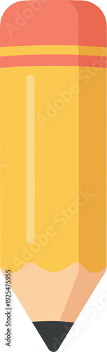 Illustration of a sharpened yellow pencil with a coral eraser