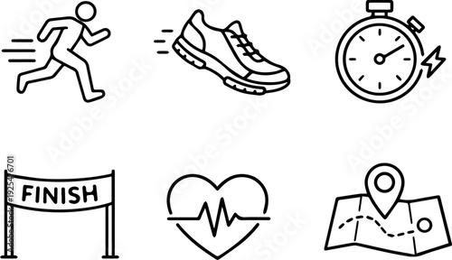 Running fitness sport activity line icons. Vector