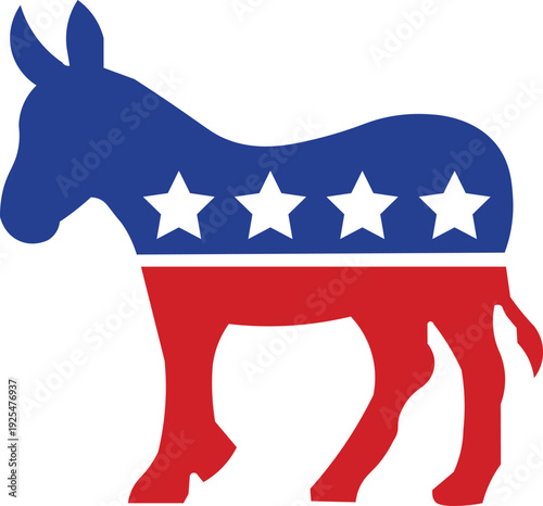 American donkey with stars on blue and red body