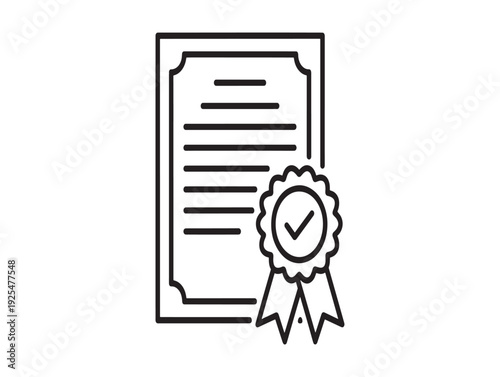 Certificate icon with a checkmark on a ribbon