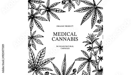 Medical cannabis organic product packaging with vegan natural capsules