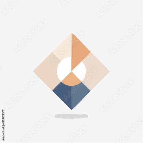 Modern flat design geometric diamond shape with a central circle, an abstract corporate logo concept