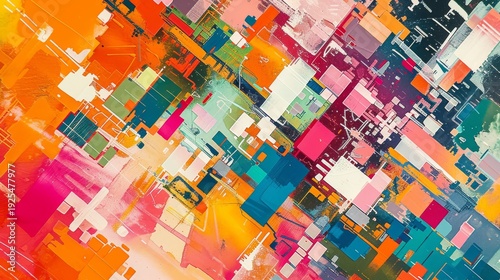 Abstract geometric digital artwork with vibrant colors