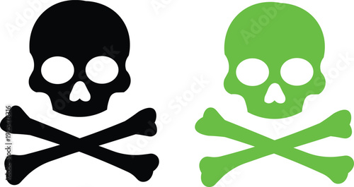 skull and crossbones symbols in black and green colors
