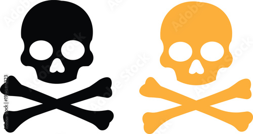 Skull and crossbones symbols in black and orange colors