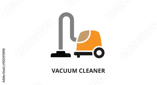 A simple orange vacuum cleaner icon with a grey hose and black base