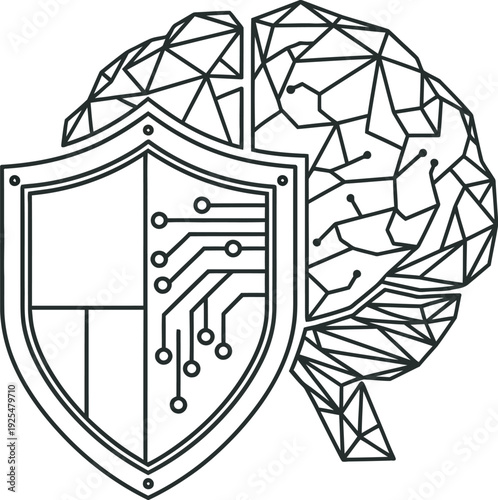 cybersecurity shield protecting brain technology