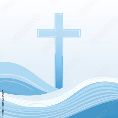 Religious Candle Icon with Christian Cross, Symbolizing Faith, Hope, and Peaceful Remembrance