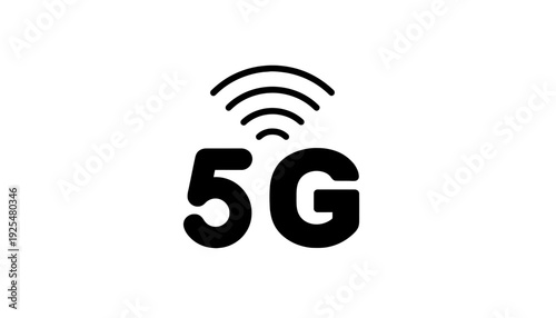 5G network icon with signal waves on a white background